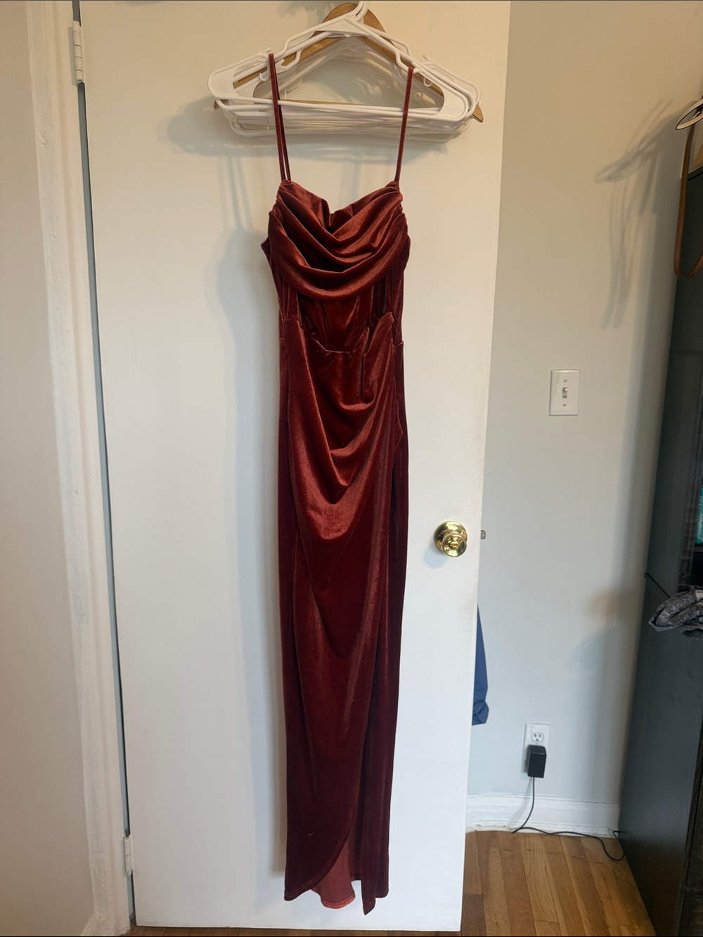 Baltic Born Elegant Cinnamon/Burnt Orange Velvet Evening Dress